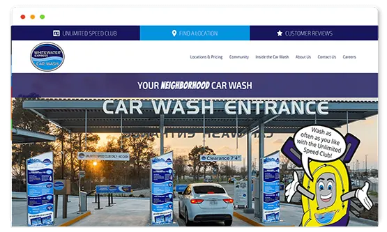 car wash company's website developed by siantcode